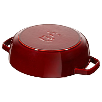 STAUB | Enameled Cast Iron Round Braiser – Ø24 cm - Grenadine Red - Self-Basting Chistera Lid