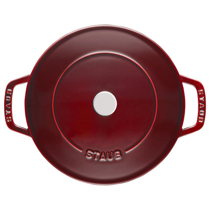 STAUB | Enameled Cast Iron Round Braiser – Ø24 cm - Grenadine Red - Self-Basting Chistera Lid