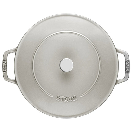 STAUB | Enameled Cast Iron Round Braiser – Ø24 cm - White Truffle - Self-Basting Chistera Lid - Oven-Safe to 240 °C