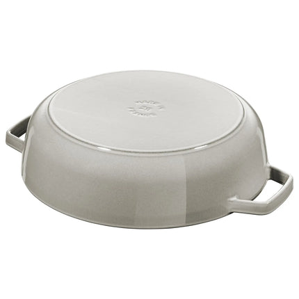 STAUB | Enameled Cast Iron Round Braiser – Ø24 cm - White Truffle - Self-Basting Chistera Lid - Oven-Safe to 240 °C