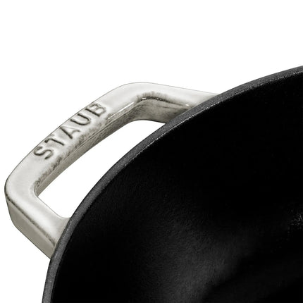 STAUB | Enameled Cast Iron Round Braiser – Ø24 cm - White Truffle - Self-Basting Chistera Lid - Oven-Safe to 240 °C