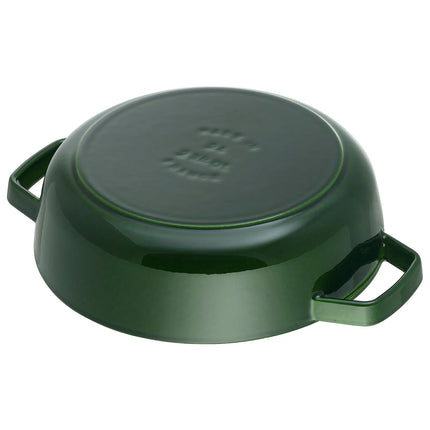 STAUB | Enameled Cast Iron Round Braiser – Ø28 cm - Basil Green - Self-Basting Chistera Lid