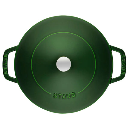 STAUB | Enameled Cast Iron Round Braiser – Ø28 cm - Basil Green - Self-Basting Chistera Lid