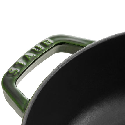 STAUB | Enameled Cast Iron Round Braiser – Ø28 cm - Basil Green - Self-Basting Chistera Lid