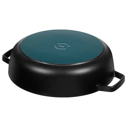 STAUB | Enameled Cast Iron Round Braiser – Ø28 cm - Black - Self-Basting Chistera Lid