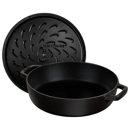 STAUB | Enameled Cast Iron Round Braiser – Ø28 cm - Black - Self-Basting Chistera Lid