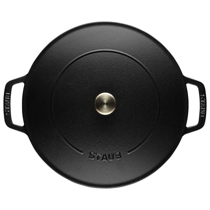 STAUB | Enameled Cast Iron Round Braiser – Ø28 cm - Black - Self-Basting Chistera Lid