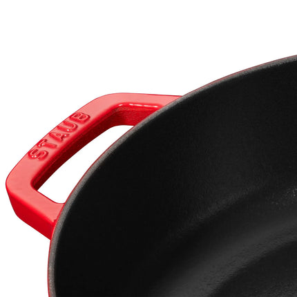 STAUB | Enameled Cast Iron Round Braiser – Ø28 cm - Cherry Red - Self-Basting Chistera Lid