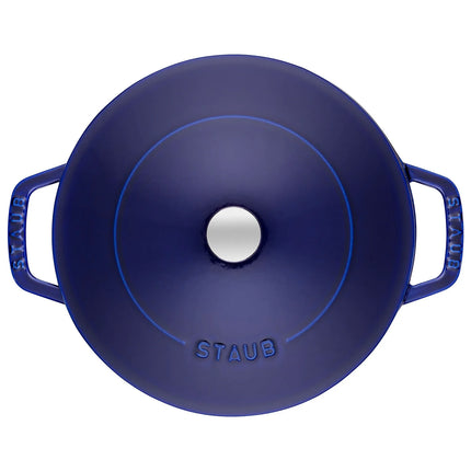 STAUB | Enameled Cast Iron Round Braiser – Ø28 cm - Dark Blue - Self-Basting Chistera Lid