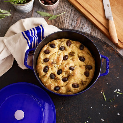 STAUB | Enameled Cast Iron Round Braiser – Ø28 cm - Dark Blue - Self-Basting Chistera Lid