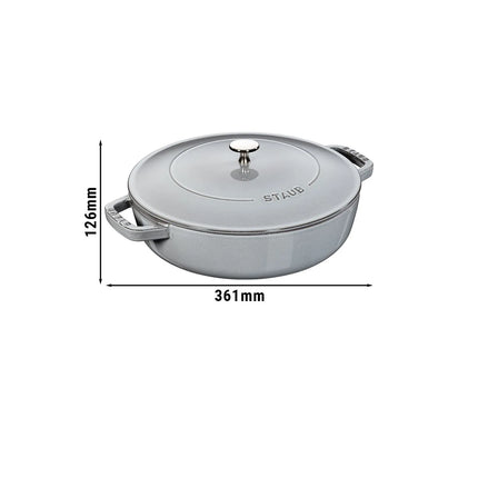 STAUB | Enameled Cast Iron Round Braiser – Ø28 cm - Graphite Grey - Self-Basting Chistera Lid