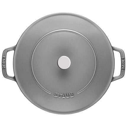 STAUB | Enameled Cast Iron Round Braiser – Ø28 cm - Graphite Grey - Self-Basting Chistera Lid