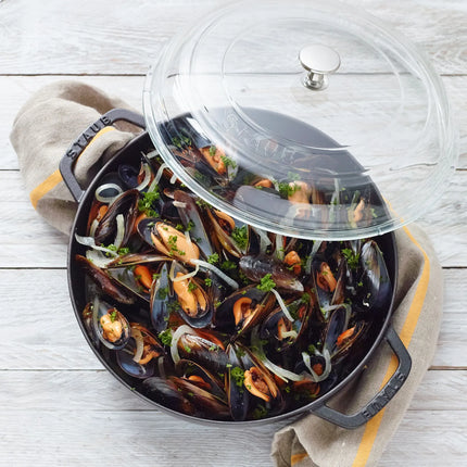 STAUB | Glass Lid – Pan Lid - Oven & Dishwasher Safe - Nickel-Plated Knob - Ø 30 cm