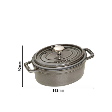 STAUB | Mini Cocotte Oval Enamelled Cast Iron Casserole Dish – 150 mm Oval – Graphite Grey
