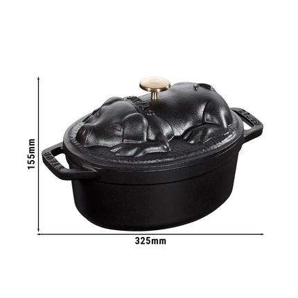 STAUB | Mini Cocotte Oval Enamelled Cast Iron Casserole Dish – 170 mm Oval – Black