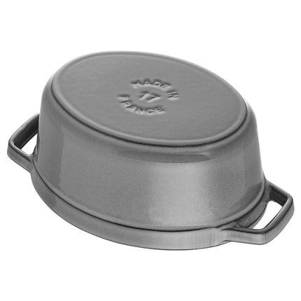 STAUB | Mini Cocotte Oval Enamelled Cast Iron Casserole Dish – 170 mm Oval – Graphite Grey – Pig Lid