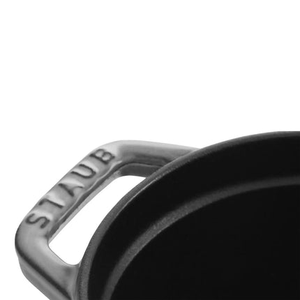 STAUB | Mini Cocotte Oval Enamelled Cast Iron Casserole Dish – 170 mm Oval – Graphite Grey – Pig Lid