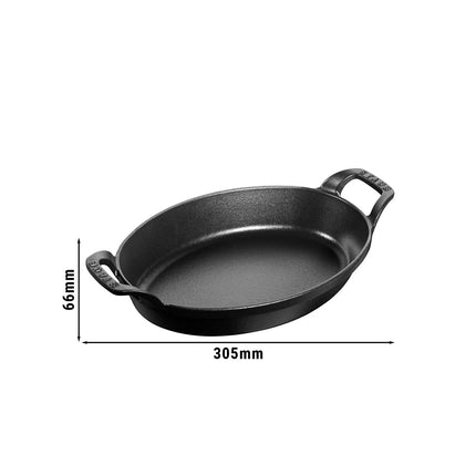 STAUB | Oval Cast Iron Baking Dish – 240 mm - Black - Stackable, Oven & Grill