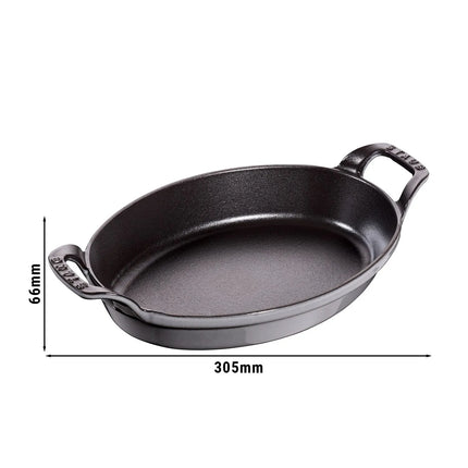 STAUB | Oval Cast Iron Baking Dish – 240 mm - Graphite Grey - All Hobs + Oven/Grill