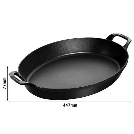 STAUB | Oval Cast Iron Baking Dish – 370 mm - Black - Induction, Grill & Oven - Stackable