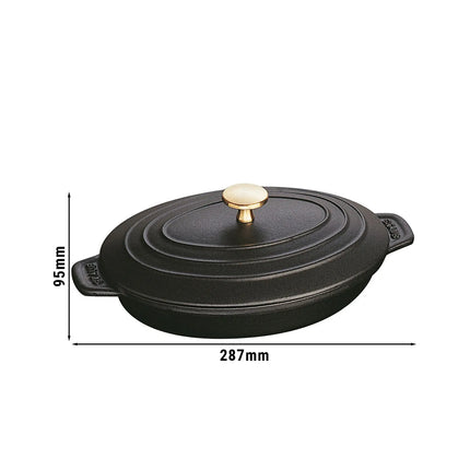STAUB | Oval Cast Iron Casserole with Lid – 230 mm - Black - Induction, Grill & Oven