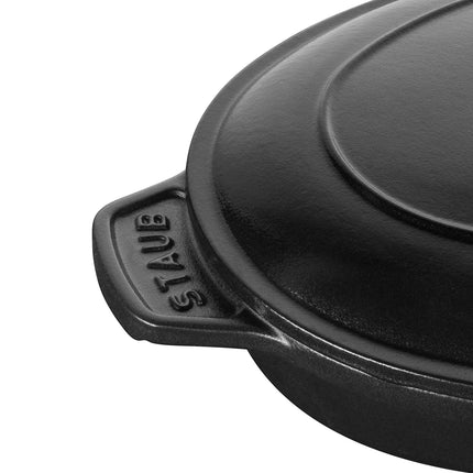STAUB | Oval Cast Iron Casserole with Lid – 230 mm - Black - Induction, Grill & Oven