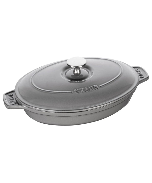 STAUB | Oval Cast Iron Casserole with Lid – 230 mm - Graphite Grey - Grill Compatible