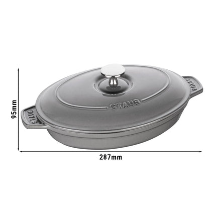 STAUB | Oval Cast Iron Casserole with Lid – 230 mm - Graphite Grey - Grill Compatible