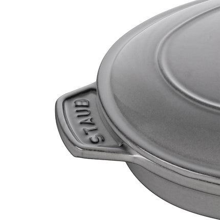 STAUB | Oval Cast Iron Casserole with Lid – 230 mm - Graphite Grey - Grill Compatible
