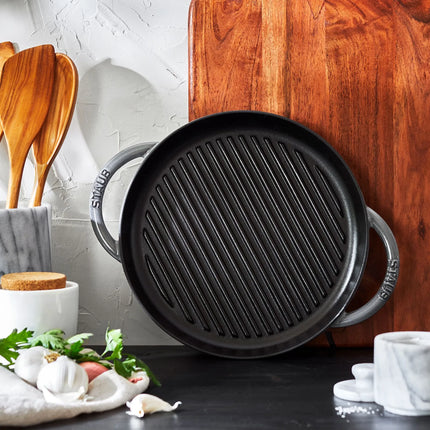 STAUB | Pure Grill Round Cast Iron Grill Pan – Ø23 cm - Graphite Grey