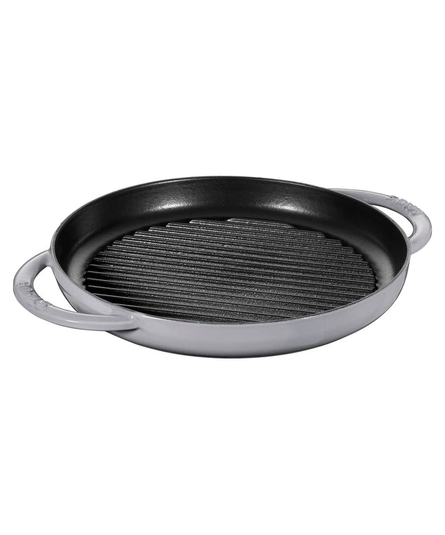 STAUB | Pure Grill Round Cast Iron Grill Pan – Ø26 cm - Graphite Grey - No Side Handles, Deep Grill Ridges