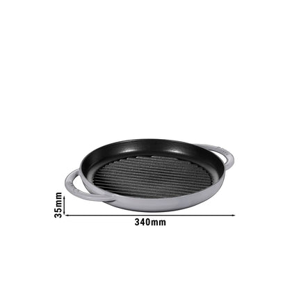 STAUB | Pure Grill Round Cast Iron Grill Pan – Ø26 cm - Graphite Grey - No Side Handles, Deep Grill Ridges