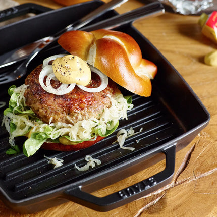 STAUB | Pure Grill Square Cast Iron Grill Pan – 23x23 cm - Black - Non-Stick Interior