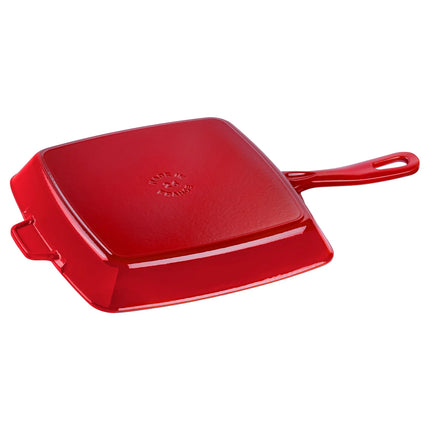 STAUB | Pure Grill Square Cast Iron Grill Pan – 26x26 cm - Cherry Red - American Grill, Non-Stick