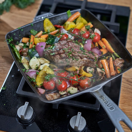 STAUB | Pure Grill Square Cast Iron Grill Pan – 26x26 cm - Graphite Grey - American Grill