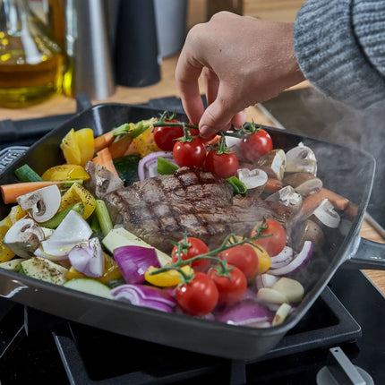 STAUB | Pure Grill Square Cast Iron Grill Pan – 26x26 cm - Graphite Grey - American Grill