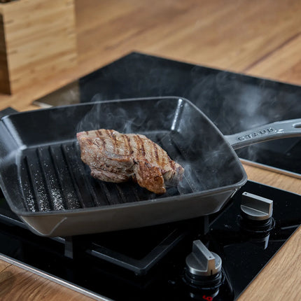 STAUB | Pure Grill Square Cast Iron Grill Pan – 26x26 cm - Graphite Grey - American Grill