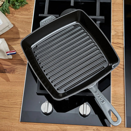 STAUB | Pure Grill Square Cast Iron Grill Pan – 26x26 cm - Graphite Grey - American Grill