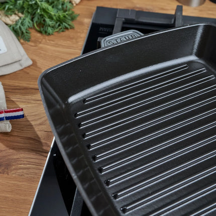 STAUB | Pure Grill Square Cast Iron Grill Pan – 26x26 cm - Graphite Grey - American Grill