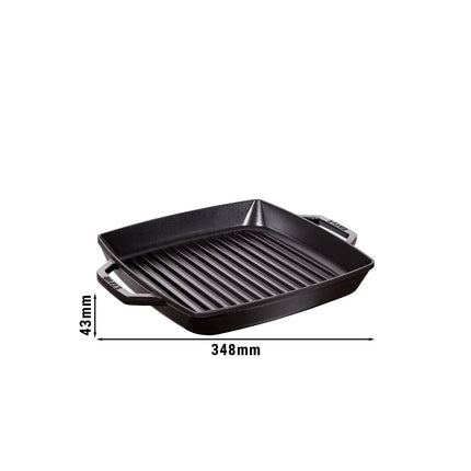 STAUB | Pure Grill Square Cast Iron Grill Pan – 28x28 cm - Black - Non-Stick, Induction Only