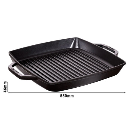 STAUB | Pure Grill Square Cast Iron Grill Pan – 33x33 cm - Black - Uncoated Interior