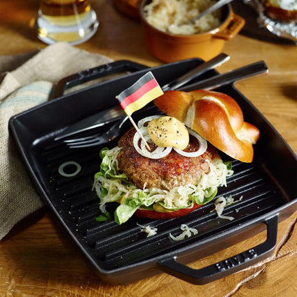 STAUB | Pure Grill Square Cast Iron Grill Pan – 33x33 cm - Black - Uncoated Interior
