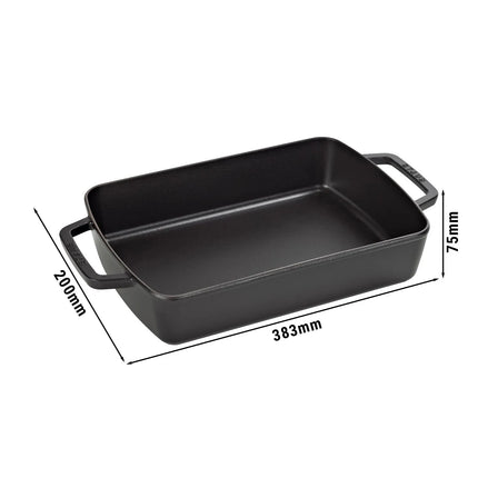 STAUB | Rectangular Cast Iron Baking Dish – 300x200 mm - Black - Grill & Oven