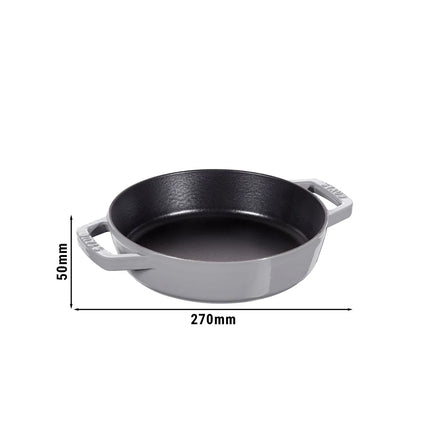 STAUB| Round Bare Cast Iron Skillet with Twin Side Handles – Ø 20 cm - No Pour Spout