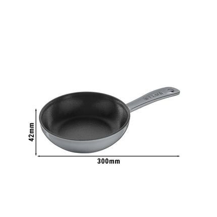 STAUB| Round Enameled Cast Iron Skillet – Ø 16 cm - Rustic Graphite Grey, No Pour Spout