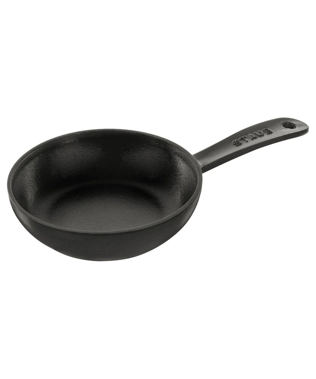 STAUB| Round Enameled Cast Iron Skillet Frying Pan – Ø 16 cm - Black, No Pour Spout