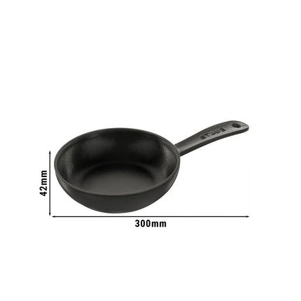 STAUB| Round Enameled Cast Iron Skillet Frying Pan – Ø 16 cm - Black, No Pour Spout