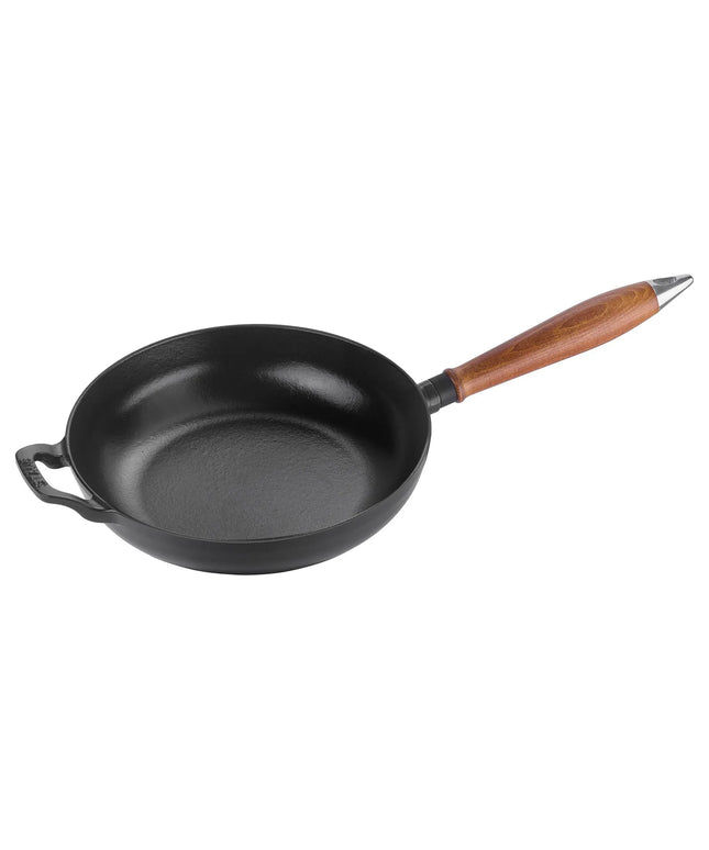 STAUB| Round Enameled Cast Iron Skillet Frying Pan – Ø 24 cm - Black, Vintage Design, Hanging Eye, Not Oven-Safe