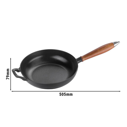 STAUB| Round Enameled Cast Iron Skillet Frying Pan – Ø 24 cm - Black, Vintage Design, Hanging Eye, Not Oven-Safe
