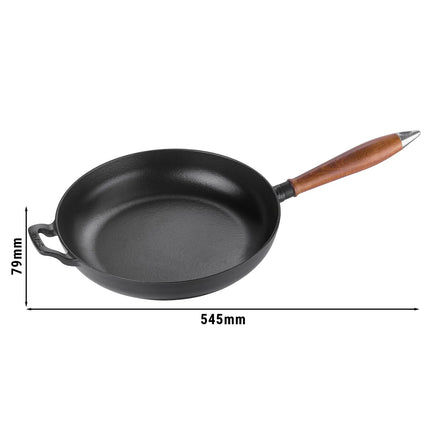 STAUB| Round Enameled Cast Iron Skillet Frying Pan – Ø 28 cm - Black, Vintage, Lighter, No Pour Rim, Not Oven-Safe